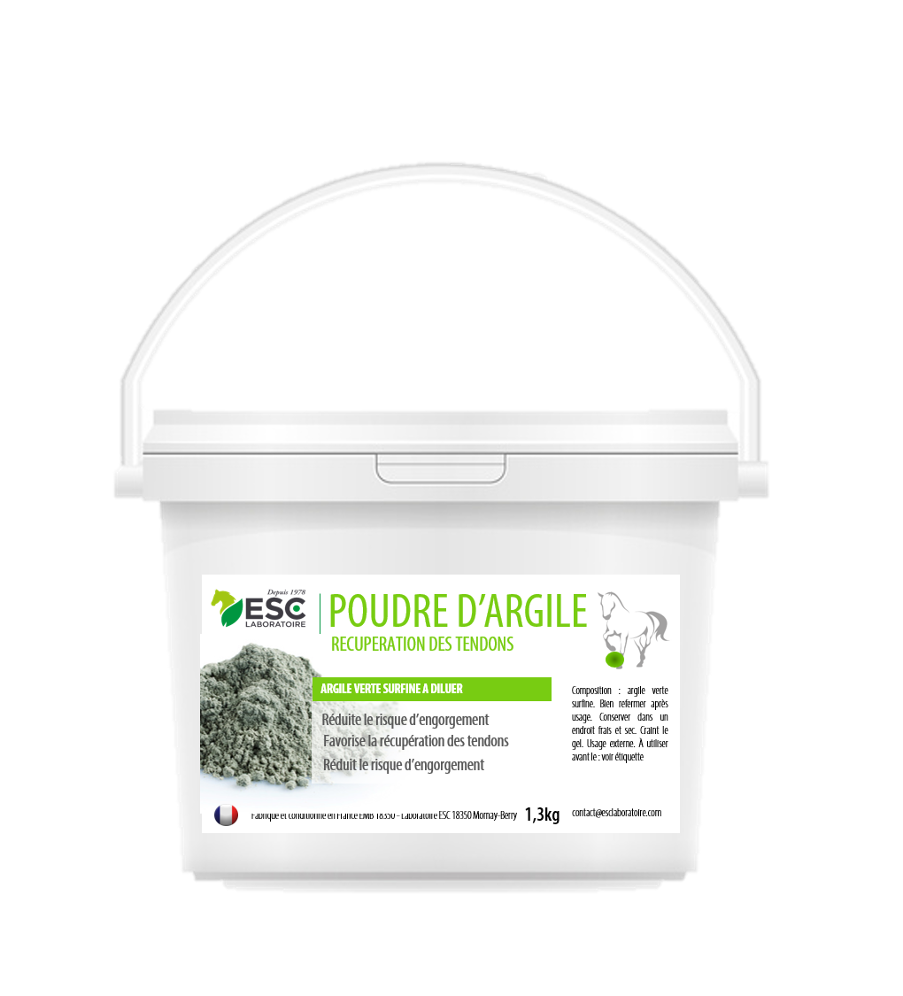 ARGILE VERTE Chevaux – Format poudre – A reconstituer – Récupération tendons cheval