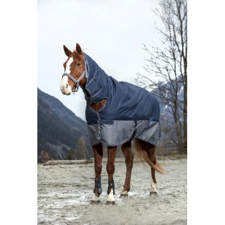 Couverture d'extérieur EQUITHÈME "TYREX 600D" COMBO 350g avec couvre-cou intégré