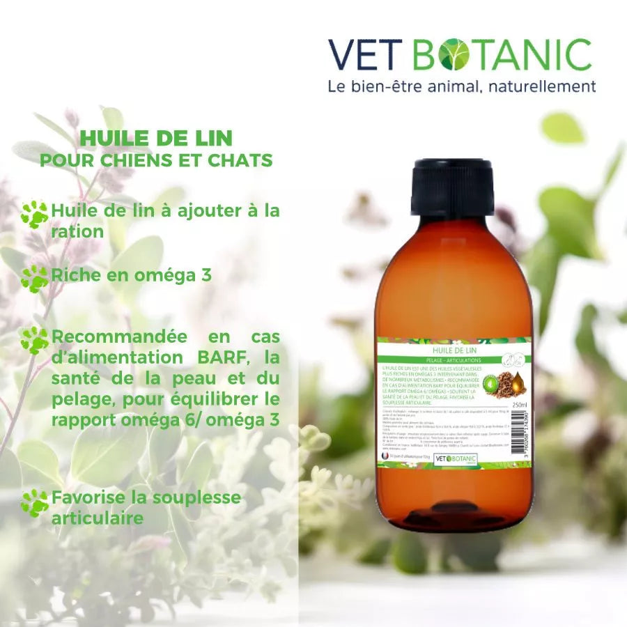 HUILE DE LIN – Pelage et articulations chiens et chats