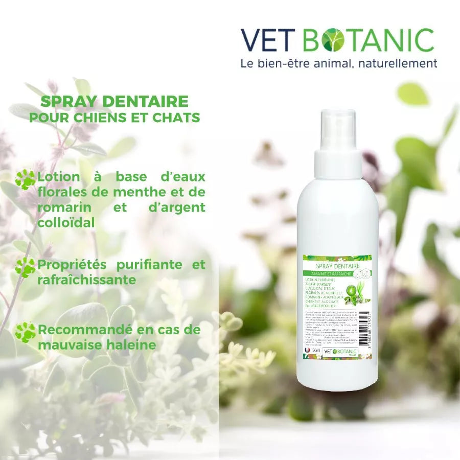 SPRAY DENTAIRE EAUX FLORALES CHIENS ET CHATS – Assainit et rafraichit