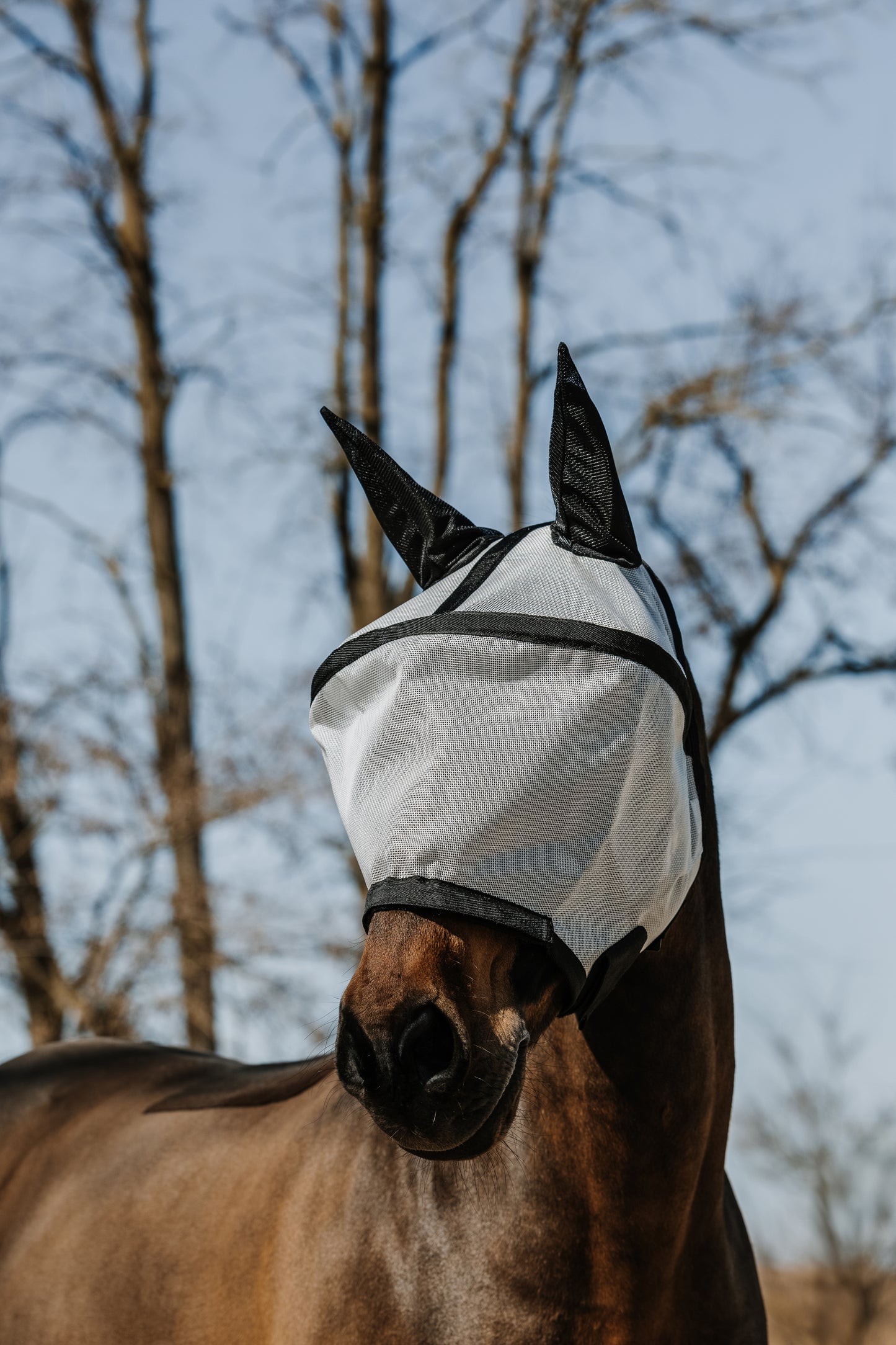 Masque anti-mouches anti-UV EQUITHÈME - Protec avec Cerceau