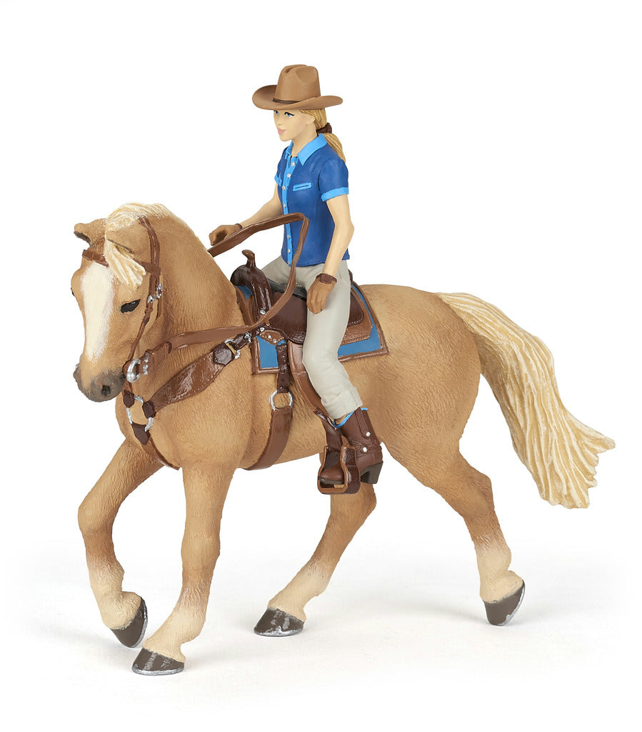 Figurine cheval western et sa cavalière PAPO