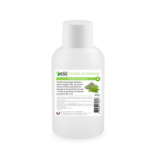 POUDRE DE PANSAGE ESC – Shampoing sec purifiant et lustrant à base de poudre d’ortie