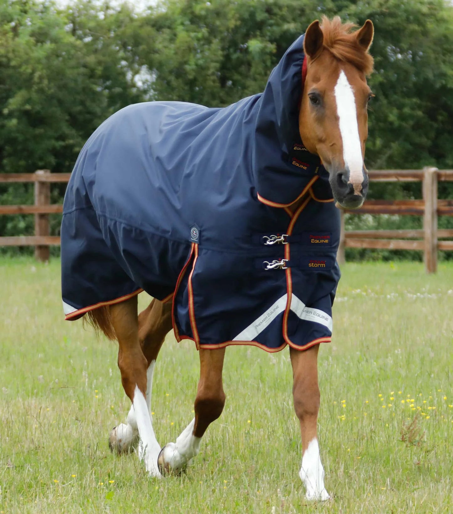 Couverture d'extérieur PREMIER EQUINE "TITAN 1680D" Storm 450g Combo avec couvre-cou ajusté intégré