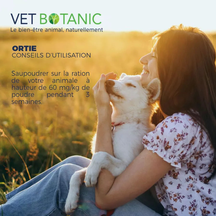 ORTIE Plante pure en poudre – Reminéralisation & draînage chiens et chats