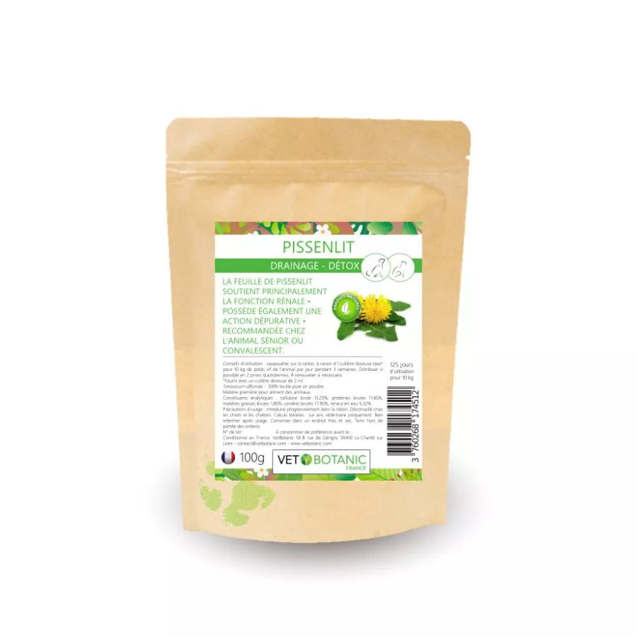 PISSENLIT Plante pure en poudre – Draînage et détox chiens et chats