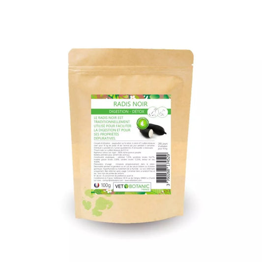 RADIS NOIR Plante pure en poudre – Digestion et détox chiens et chats