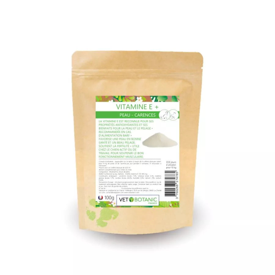 VITAMINE E + – Peau et carences chez le chien et le chat