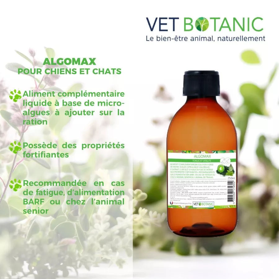 ALGOMAX Fortifiant à base de spiruline et chlorelle – Tonus et vitalité des chiens et des chats