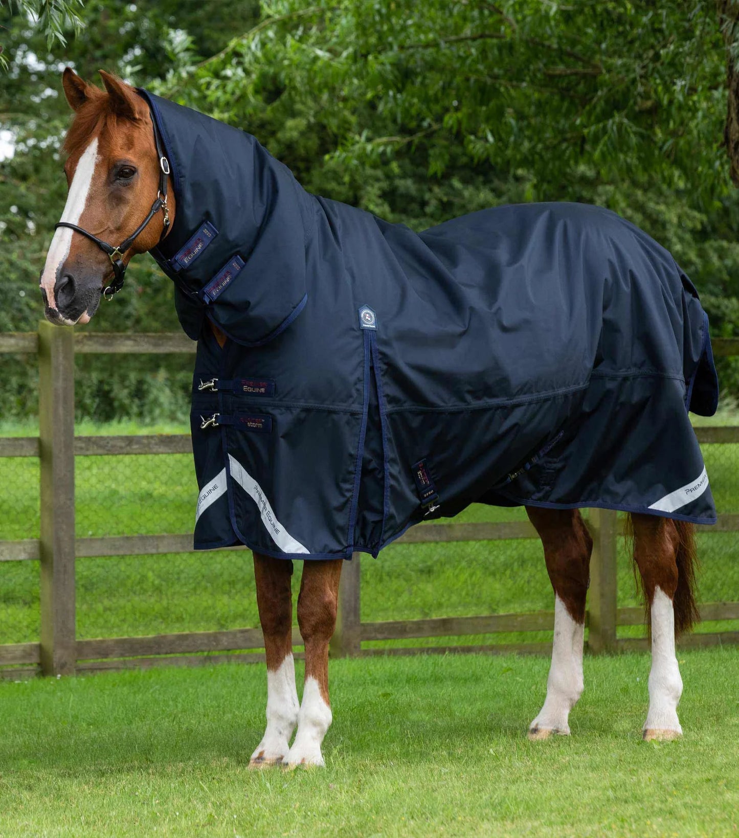 Couverture d'extérieur PREMIER EQUINE "BUSTER 840D" Storm 220g Combo avec couvre-cou classique intégré