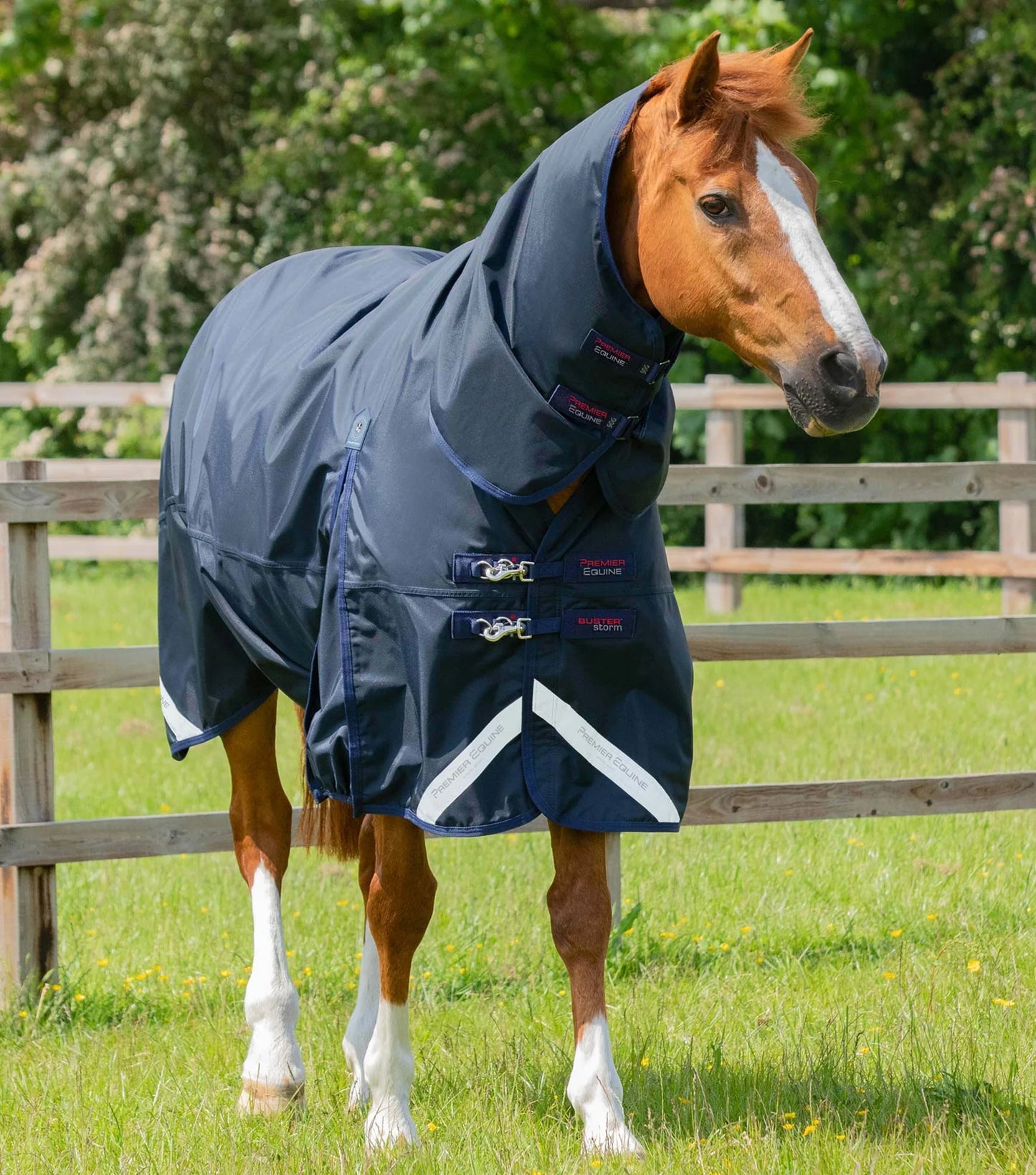 Couverture d'extérieur PREMIER EQUINE "BUSTER 840D" Storm 90g Combo avec couvre-cou classique intégér