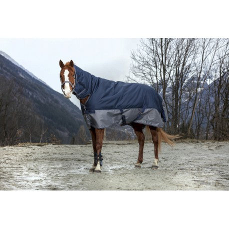 Couverture d'extérieur EQUITHÈME "TYREX 600D" COMBO 350g avec couvre-cou intégré