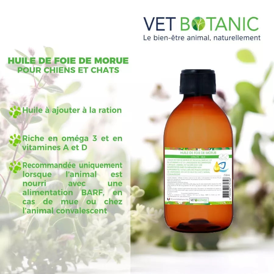 HUILE DE FOIE DE MORUE – Vitalité et mue chiens et chats