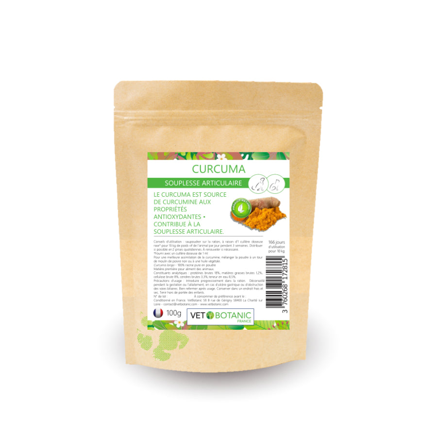 CURCUMA racine pure en poudre – Souplesse articulaire chiens et chats
