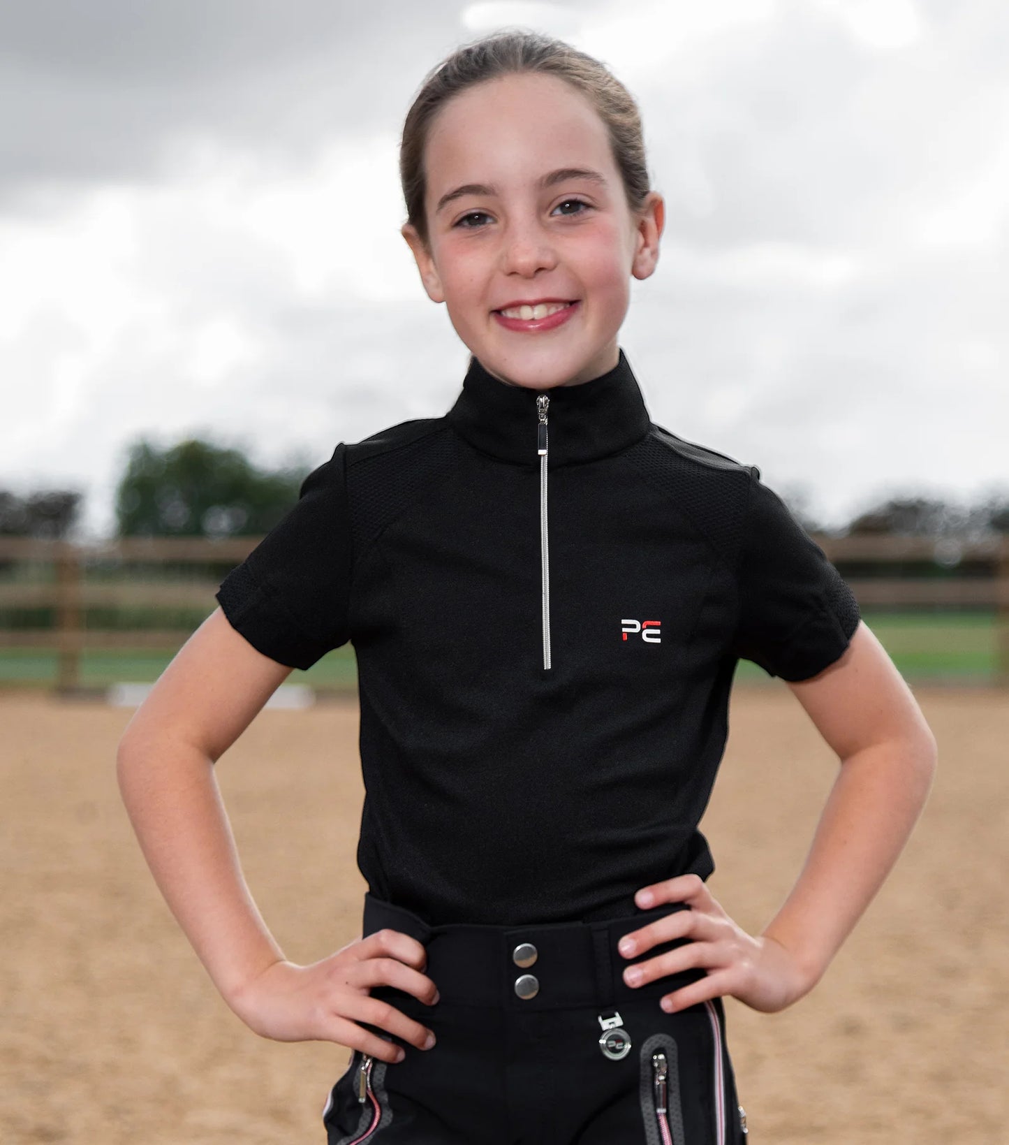 Haut d'équitation technique à manches courtes PREMIER EQUINE pour fille Mini Remisa, 3 coloris