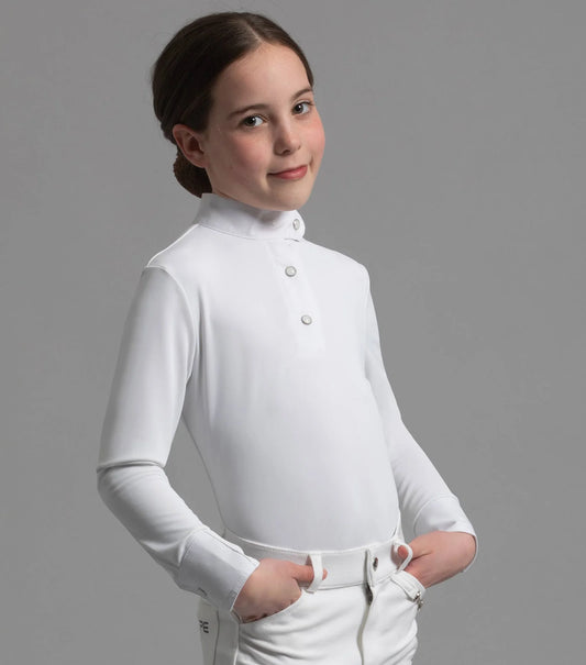 T-shirt de concours PREMIER EQUINE en lycra pour filles Rossini, blanc